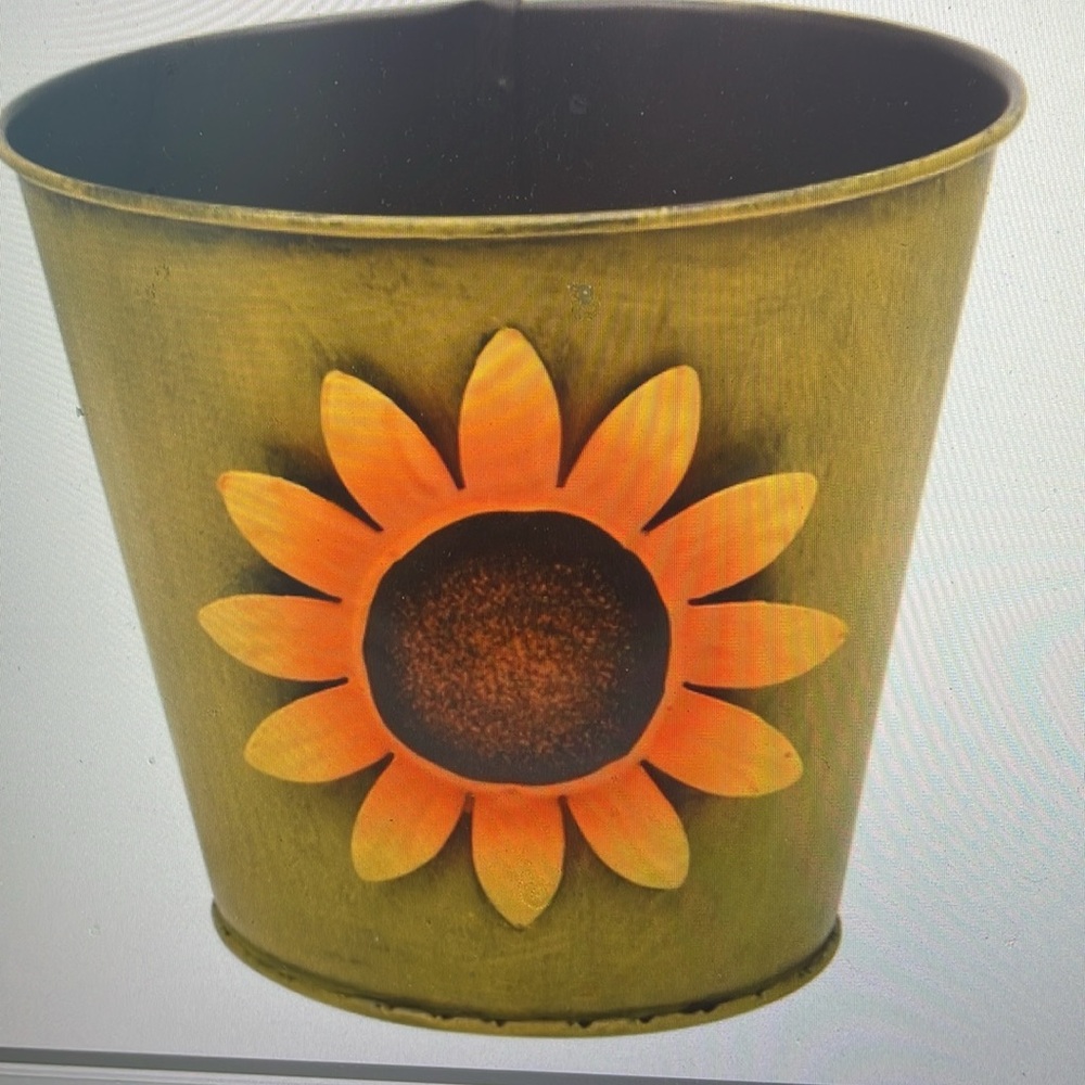 Sunflower Metal Bucket ~ Pot ~ Planter ~ Pail
